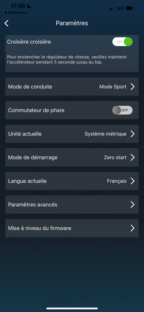 Image application de la AOVO dans la partie réglage.