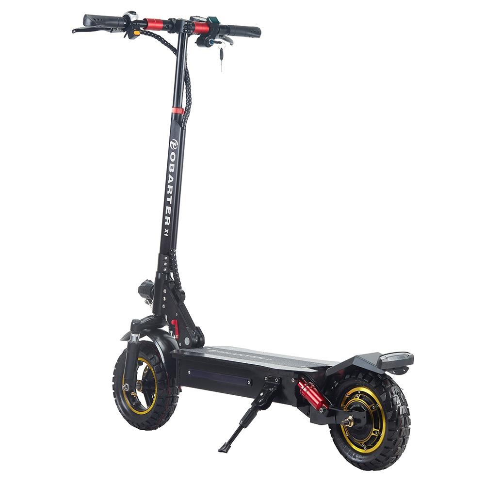 Image de la trottinette électrique Obarter X1 de 3/4 sur un fond blanc