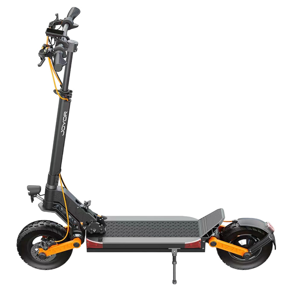 Image de la trottinette électrique Joyor 10-S sur un fond blanc avec une vue de coté e plongée