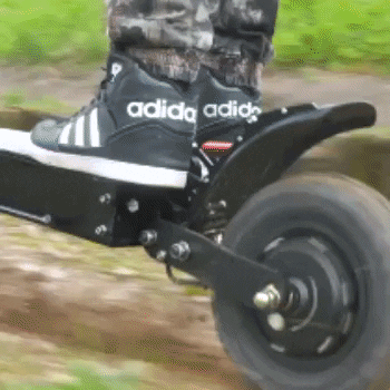 Image trottinette électrique puissante qui roule dans la foret